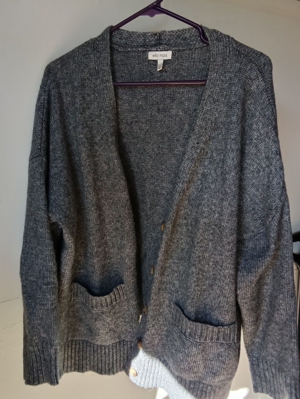 Ella Moss Heather Gray Open-Front Knit Cardigan